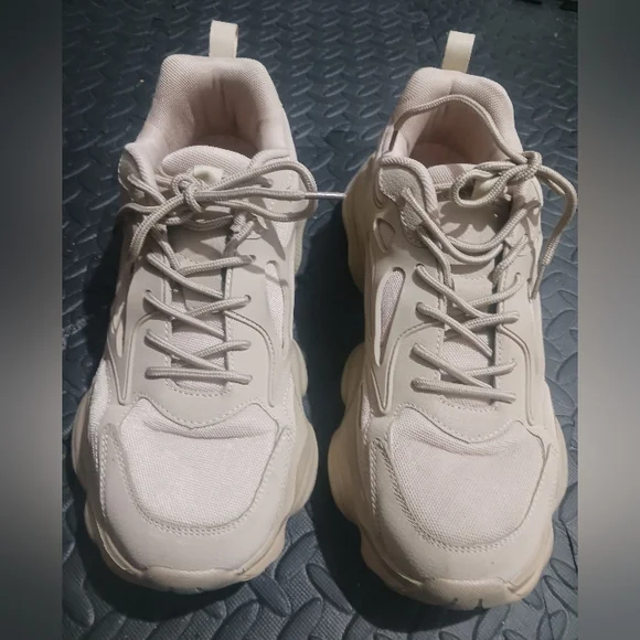 Men Beige Chunky Platform Sneakers - Picture 3 of 12